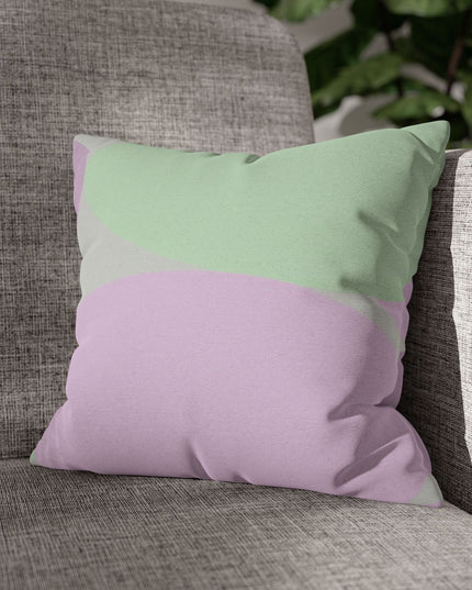 Pastel Lavender Purple and Soft Green Patches Spun Polyester Square Pillowcase, 14" x 14"