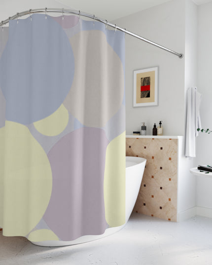 Pastel Soft Blue and Soft White Patches Shower Curtains, 71" x 74"