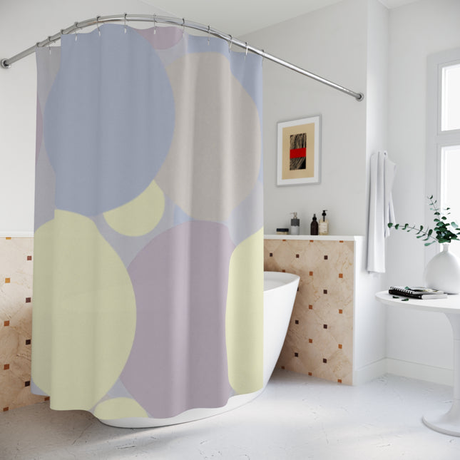 Pastel Soft Blue and Soft White Patches Shower Curtains, 71" x 74"