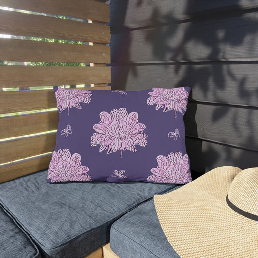 Magenta Floral Butterflies 20" x 14" Outdoor Pillow