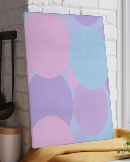 Pastel Purple and Mauve Patches 11" x 15" Glass Cutting Board