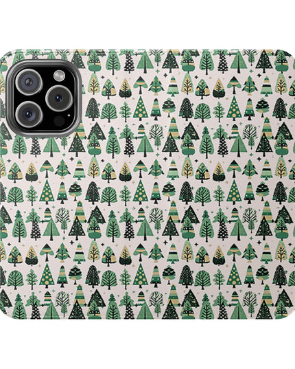 Mini Vintage Green Trees Flip Cases, Iphone 16 Pro