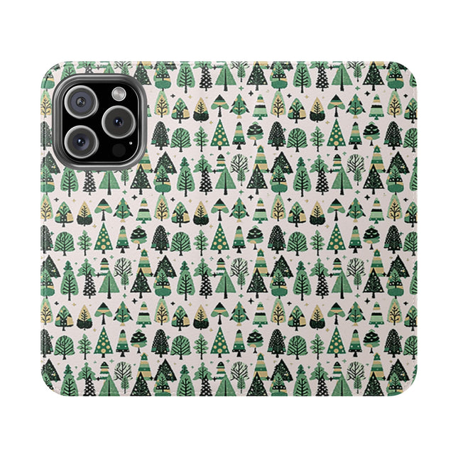 Mini Vintage Green Trees Flip Cases, Iphone 16 Pro