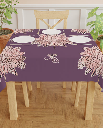 Pink Floral Butterflies Tablecloth, 55" x 55"