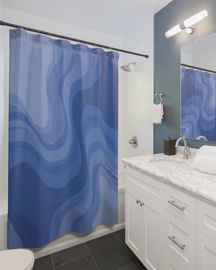 Deep Blue Wavey Shower Curtains, 71" x 74"