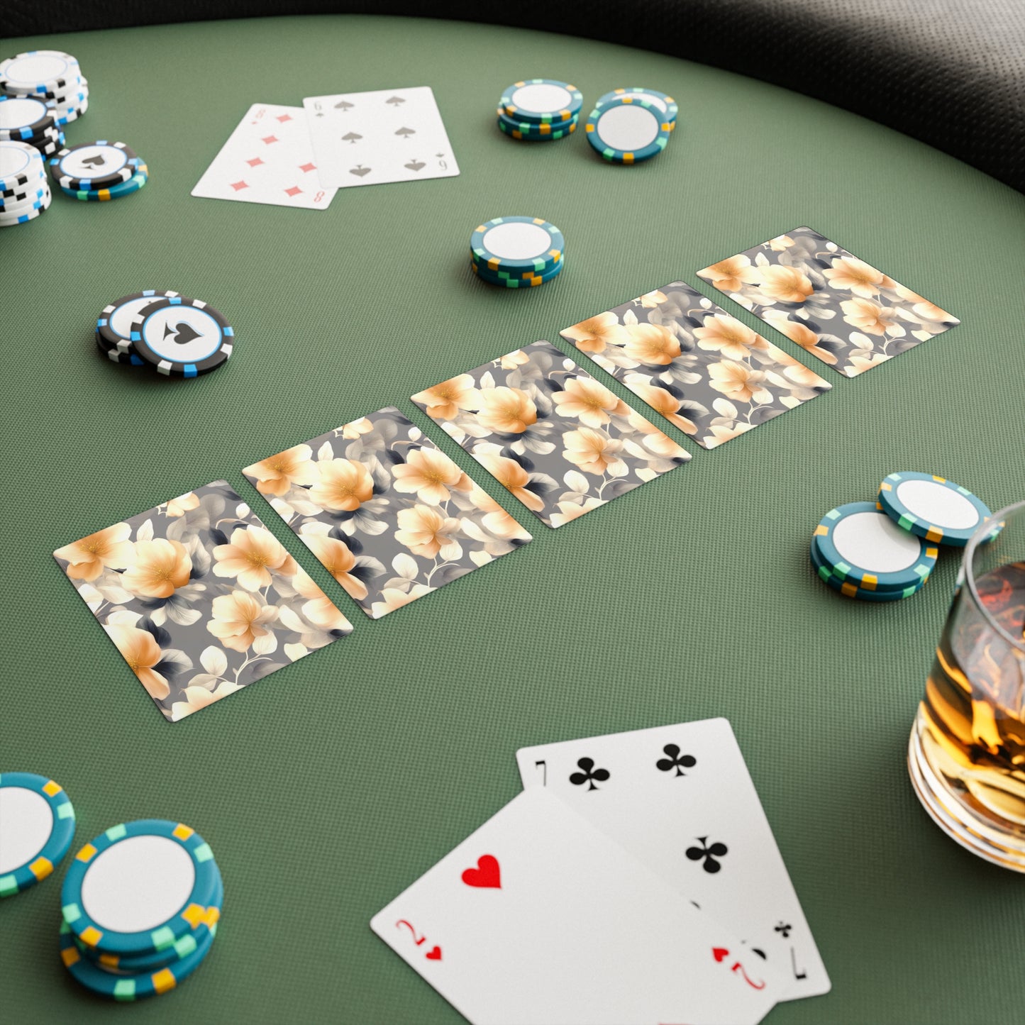 Soft Blossom Floral Bunch Poker Cards