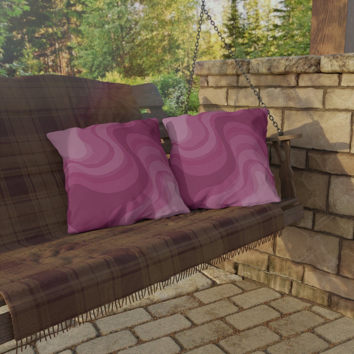 Pinky Mauve Wavey 20" x 20" Outdoor Pillow