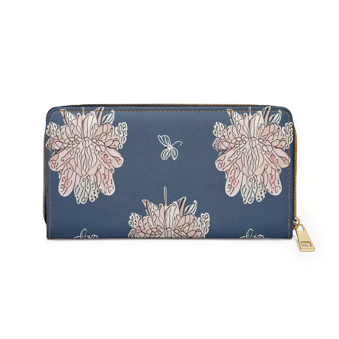 Rose White Floral Butterflies Elegant Abstract Zipper Wallet - Stylish & Functional Accessory for Everyday Use