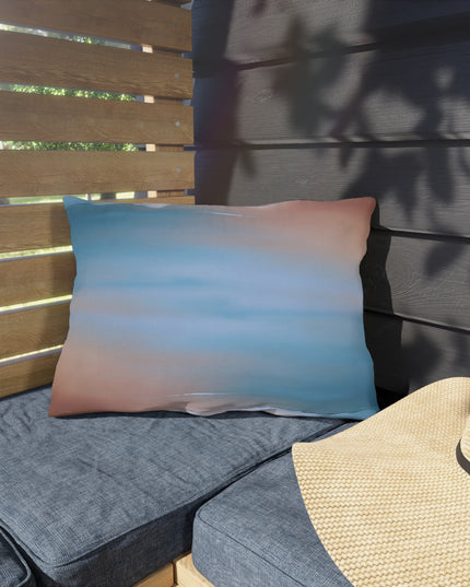Blue Sea Peach Fog 20" x 14" Outdoor Pillow