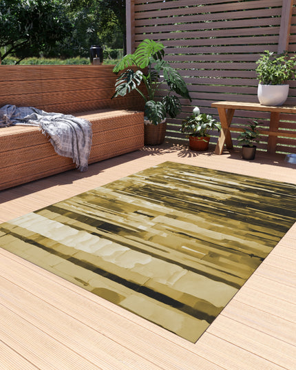 Striped Light Brown Outdoor Rug, 60" x 84"