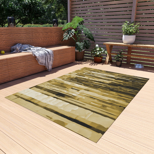 Striped Light Brown Outdoor Rug, 60" x 84"