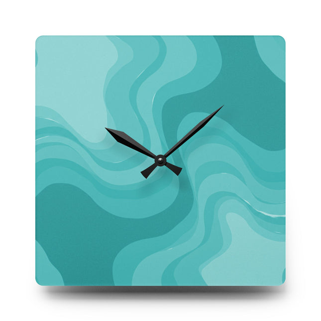 Tif Green Wavey 10.75" x 10.75" Round or Square Acrylic Wall Clock