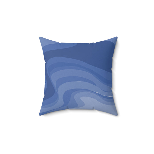 Deep Blue Wavey 14" x 14" Faux Suede Square Pillow