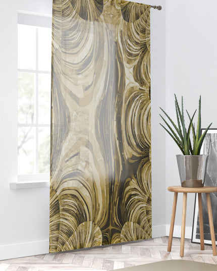 Uzi Spiral Light Brown Sheer Window Curtain, 50" x 84", partially transparent