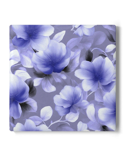 Indigo Blossom Floral Bunch Square Ceramic Coaster, 4" x 4"