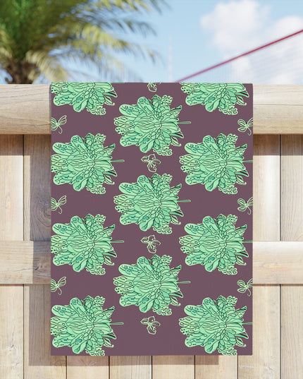 Mint Green Floral Butterflies Beach Towel, 24" x 44"