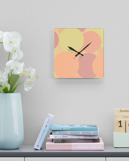 Pastel Hot Peach Patches Acrylic Wall Clock, Round or Square, 10.75" x 10.75"