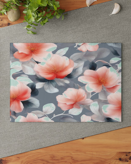 Red Blossom Floral Bunch Glass Cutting Board, 8" x 11"