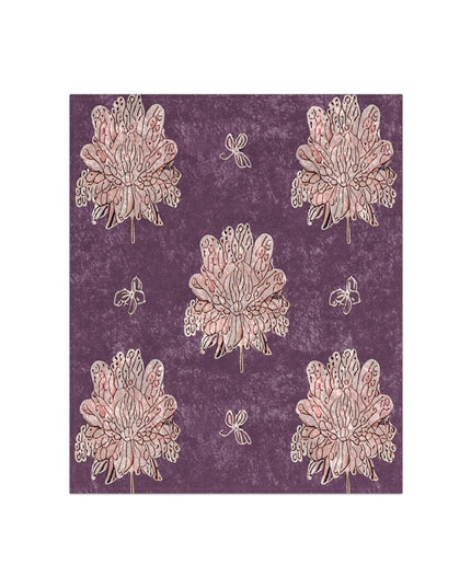 Pink Floral Butterflies 50" x 60" Crushed Velvet Blanket