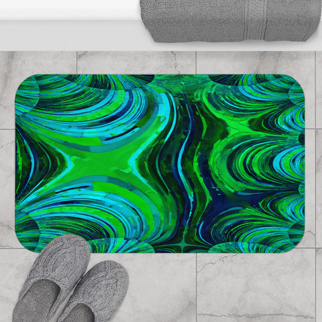 Uzi Spiral Blue Green 34" x 21" Bath Mat