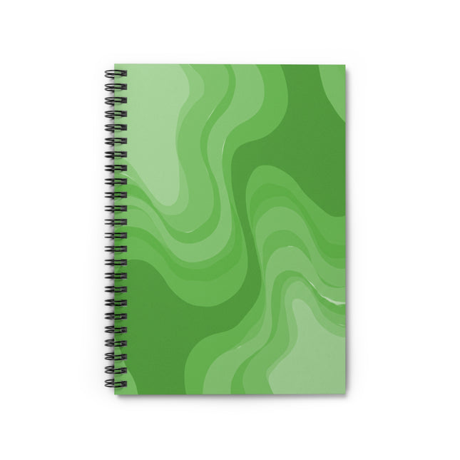 Greenie Meanie Wavey Spiral Notebook - Ruled Line, 6" x 8", 118 pages