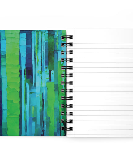 Striped Blue Green Spiral Bound Journal, 5" x 7" 150 pages