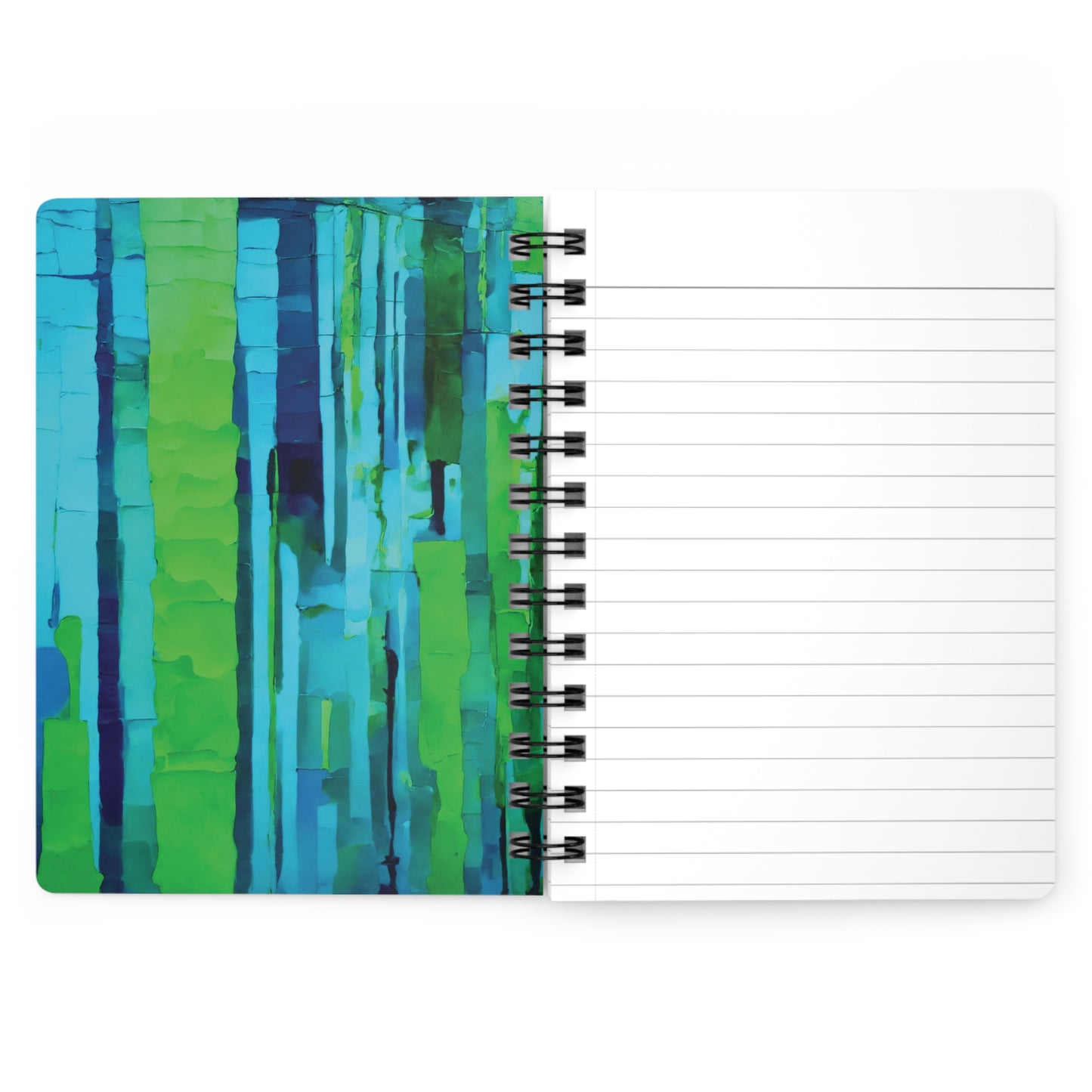Striped Blue Green Spiral Bound Journal, 5" x 7" 150 pages