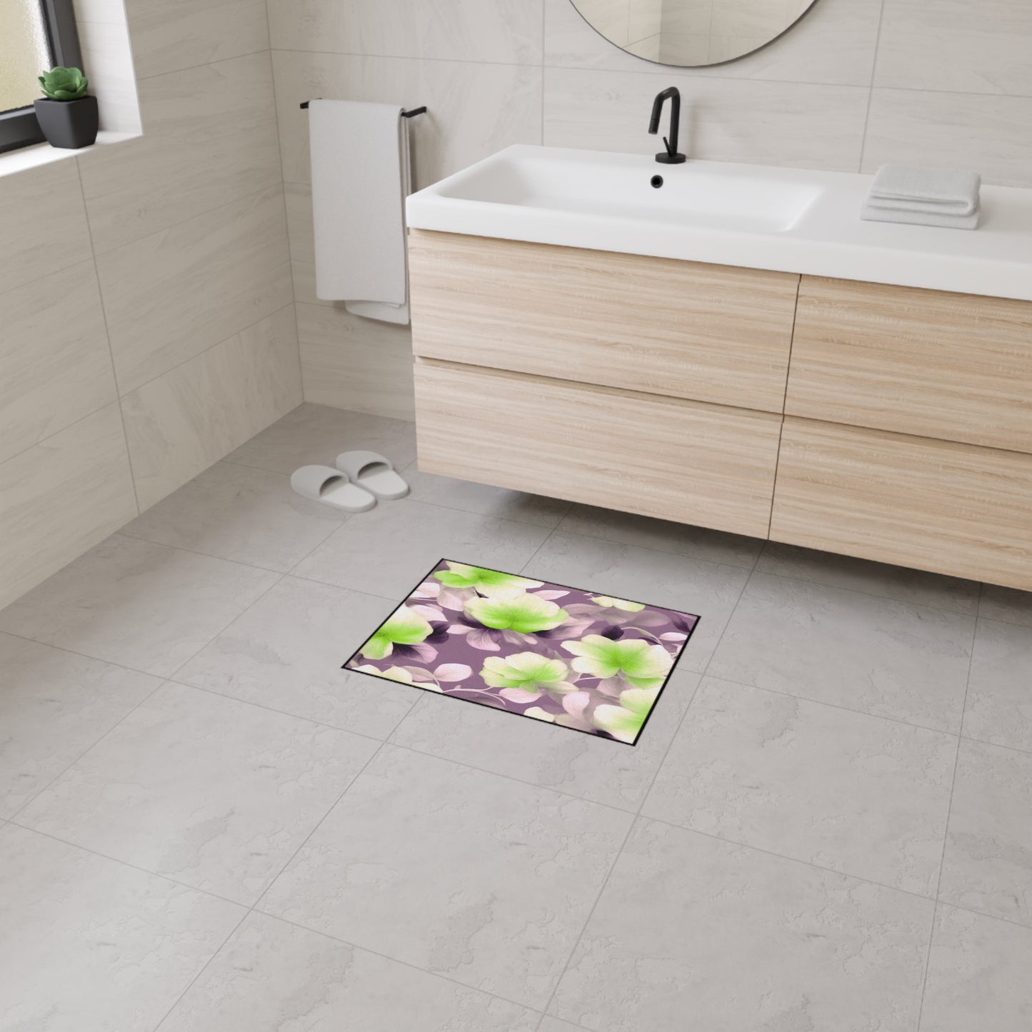 Lime Lavender Floral Bunch Heavy Duty Floor Mat, 18" x 24"
