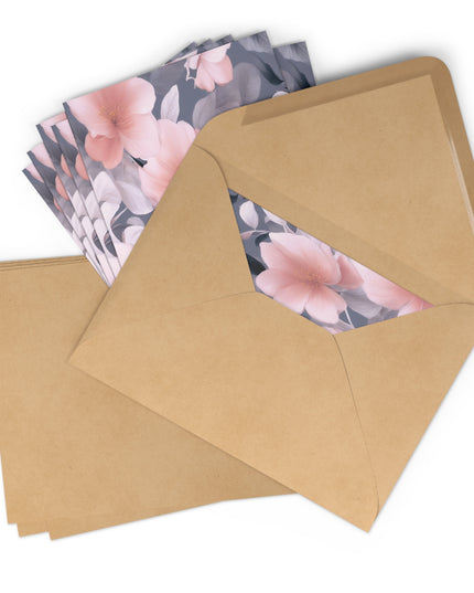 Peach and Blue Gray Floral Bunch Postcards (7 pcs)