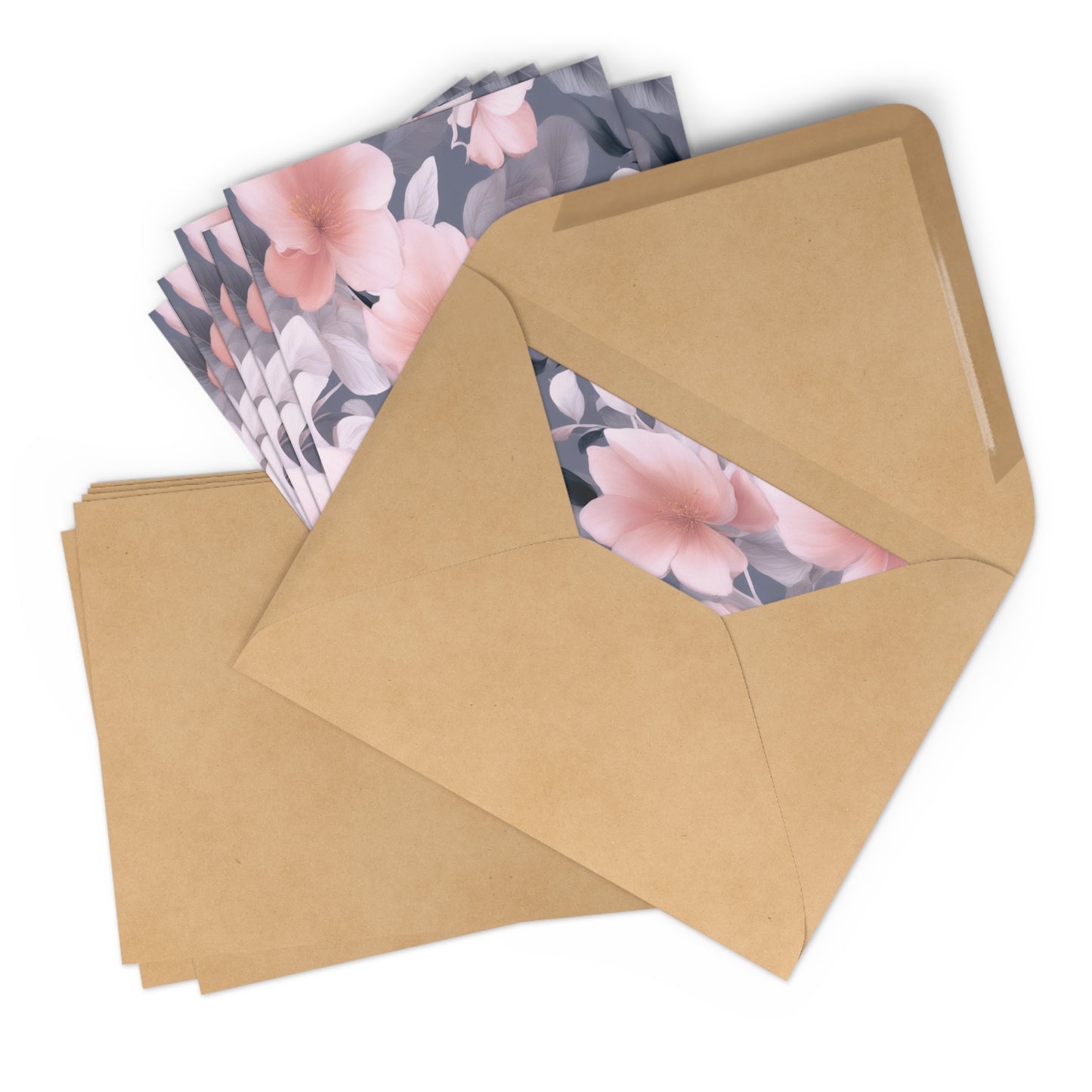 Peach and Blue Gray Floral Bunch Postcards (7 pcs)