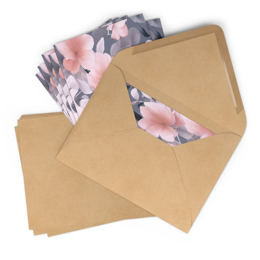 Peach and Blue Gray Floral Bunch Postcards (7 pcs)