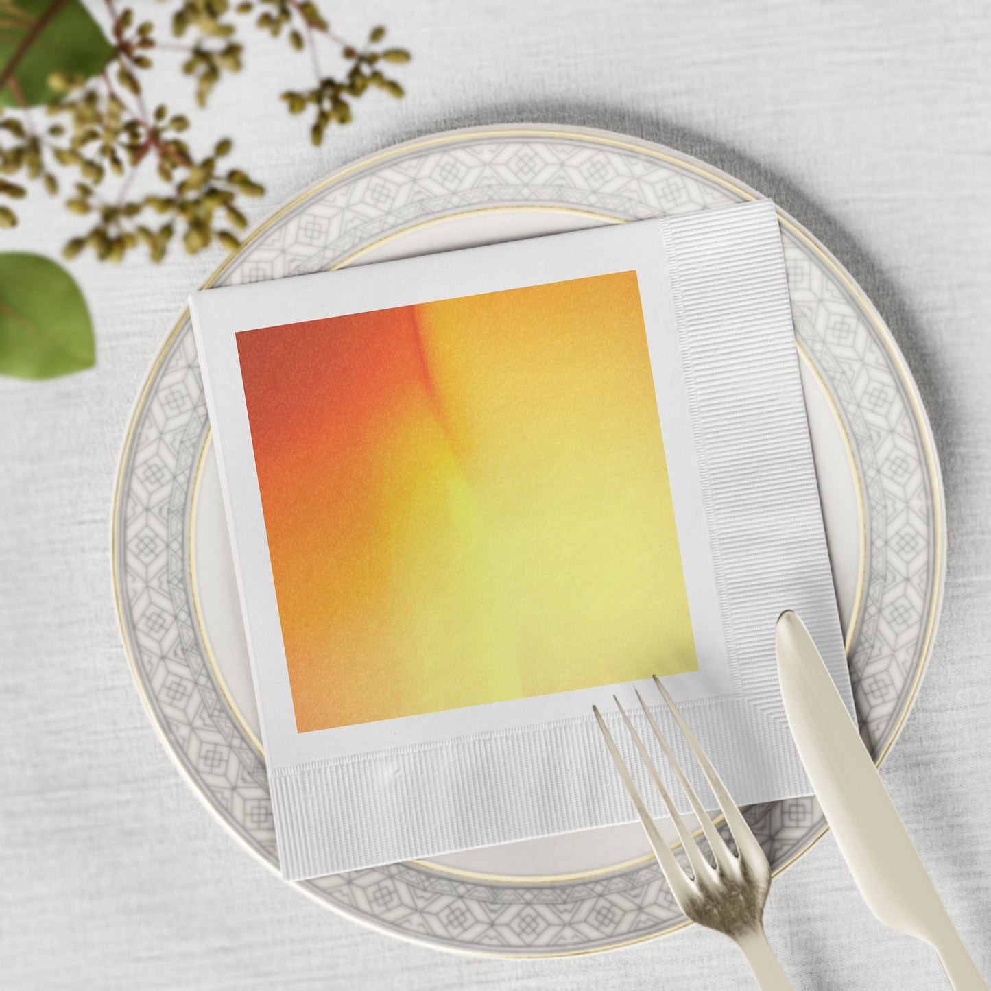 Phoenix Fade White Coined Napkins, 6.5" x 6.5"