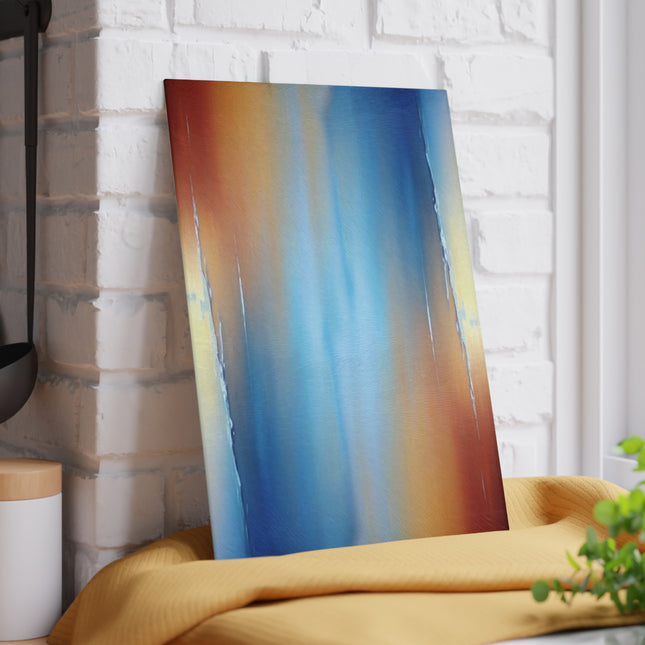 Blue Sea Red Orange Fog 8" x 11" Glass Cutting Board