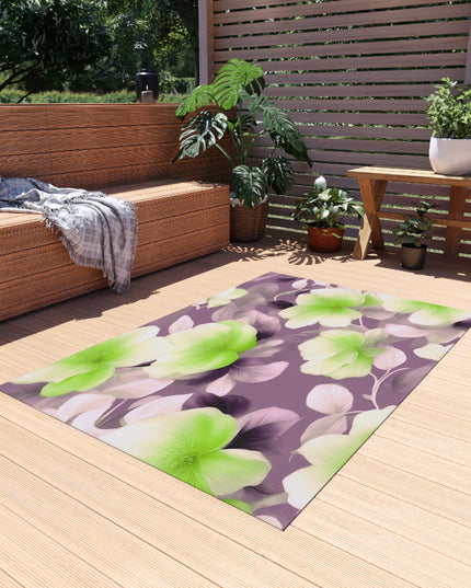 Lime Lavender Floral Bunch Outdoor Rug, 48" x 72"
