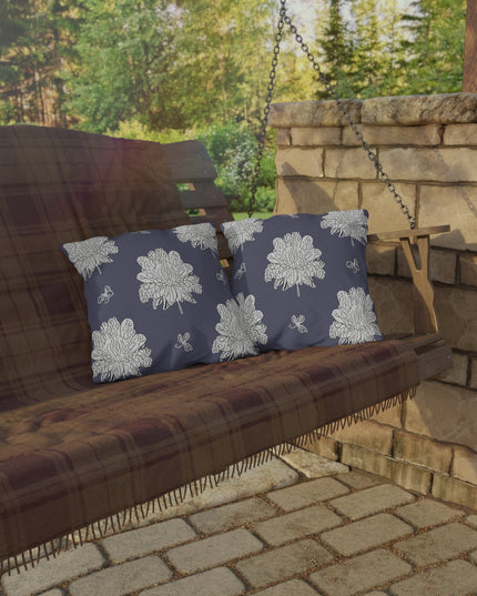 White Floral Butterflies 16" x 16" Outdoor Pillow