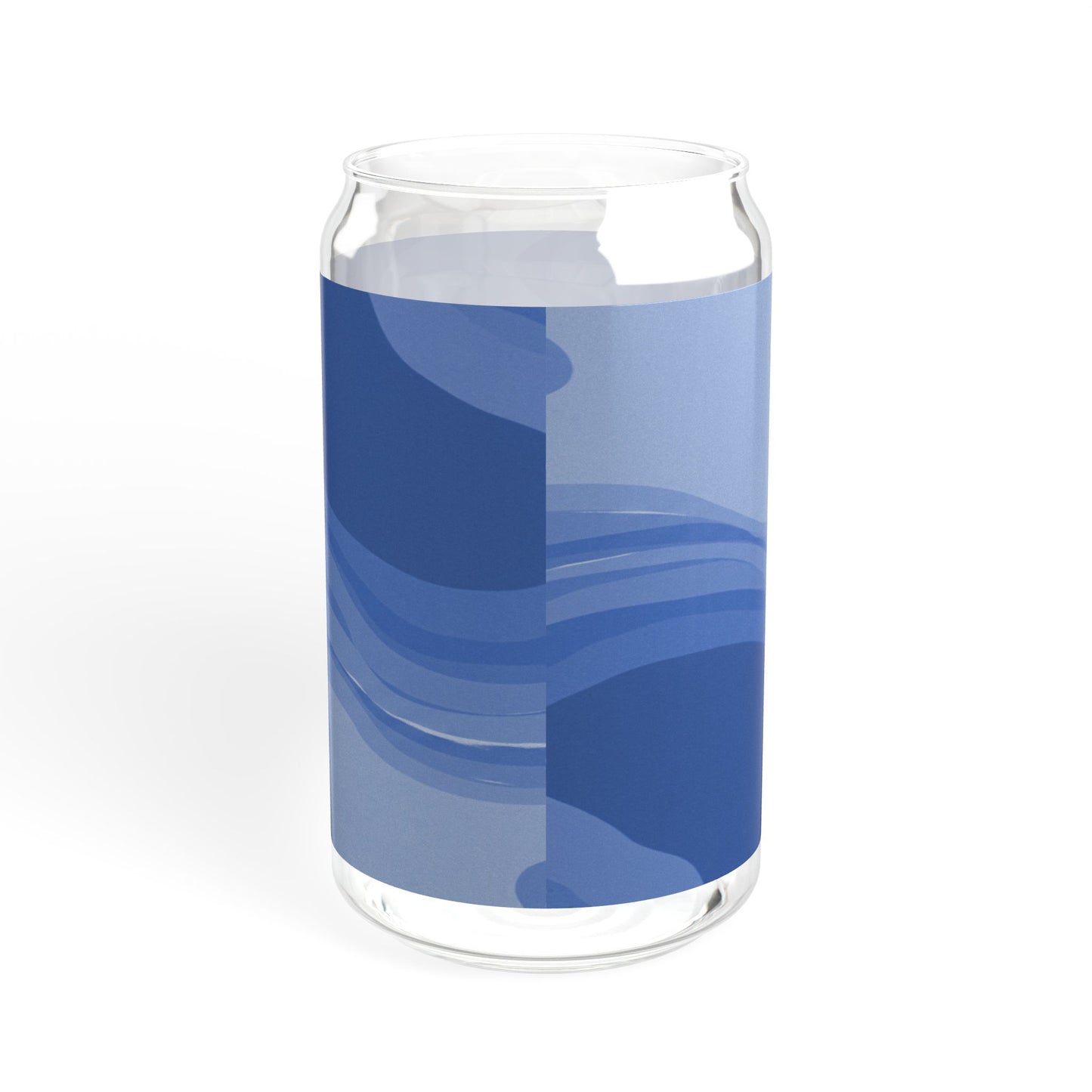 Deep Blue Wavey Sipper Glass, 16oz