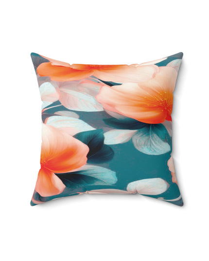 Orange Blossom Floral Bunch Faux Suede Square Pillow, 16" x 16"