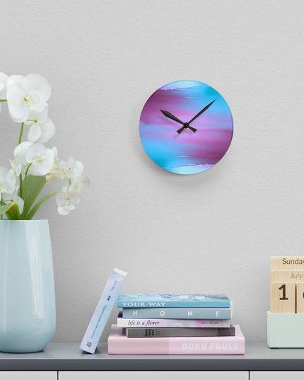 Wine Sea Blue Fog Acrylic Round Wall Clock, 8" x 8"