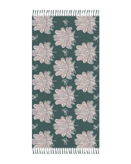 Soft White Floral Butterflies 38" × 81" Boho Beach Cloth
