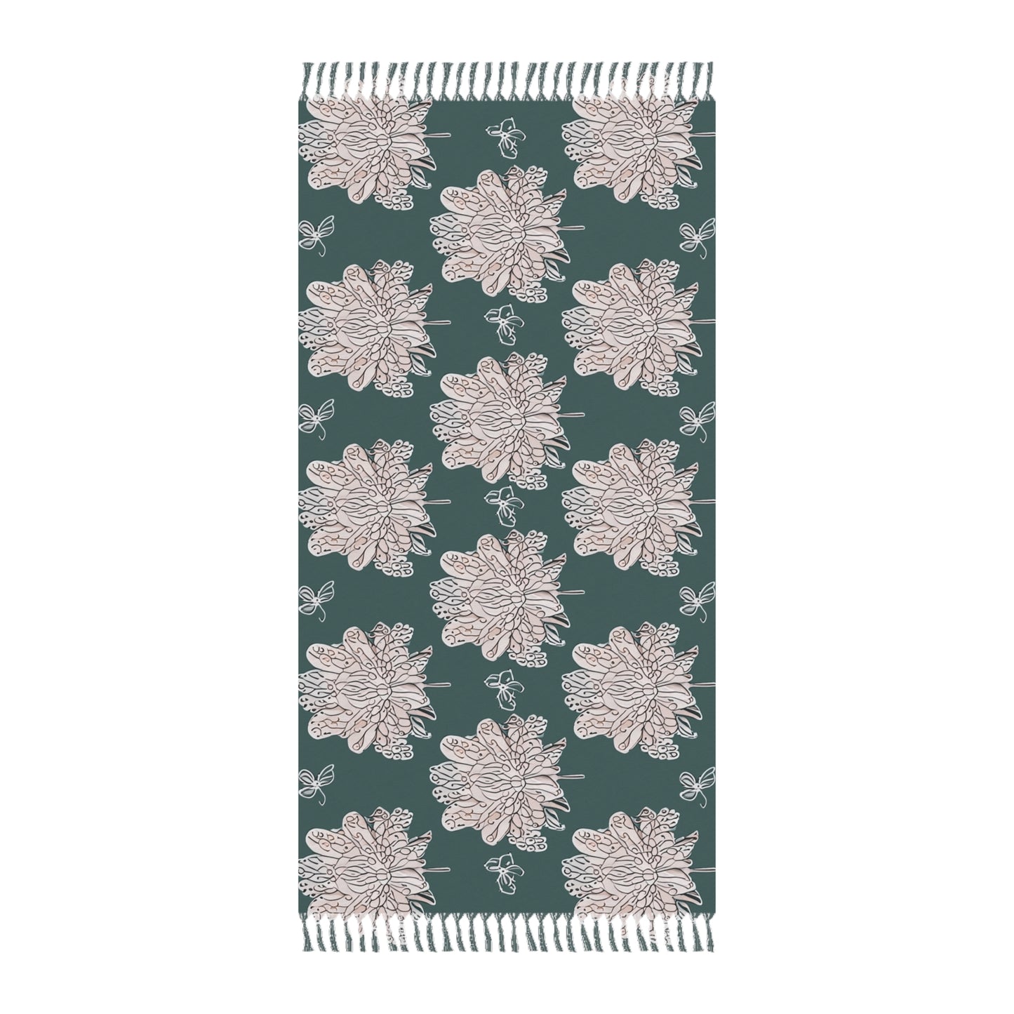 Soft White Floral Butterflies 38" × 81" Boho Beach Cloth