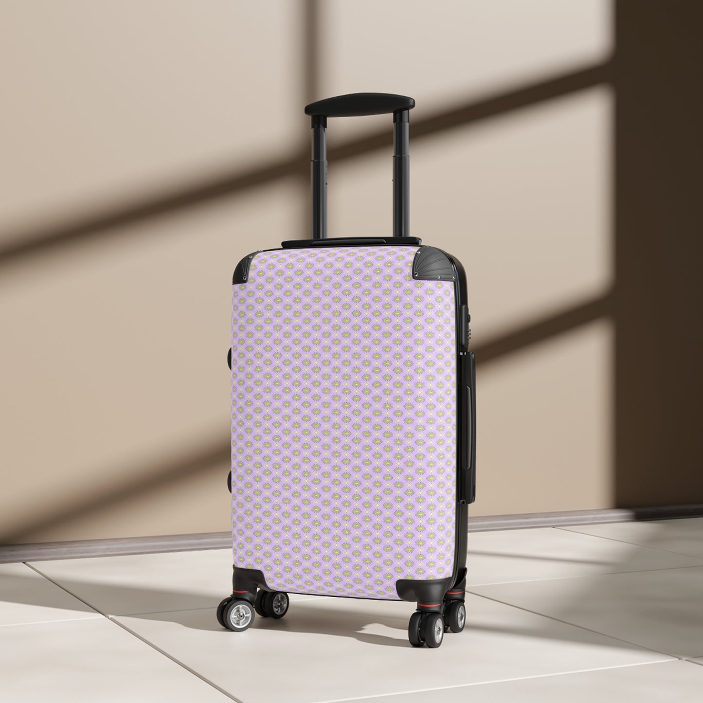 Magenta Star-crossed Bodies Small Suitcase with built in lock, 4 double-wheels, telescopic handle, and ABS back hard-shell
