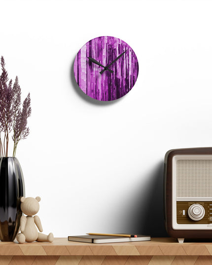 Striped Powder Lavender Acrylic Round Wall Clock, 8" x 8"