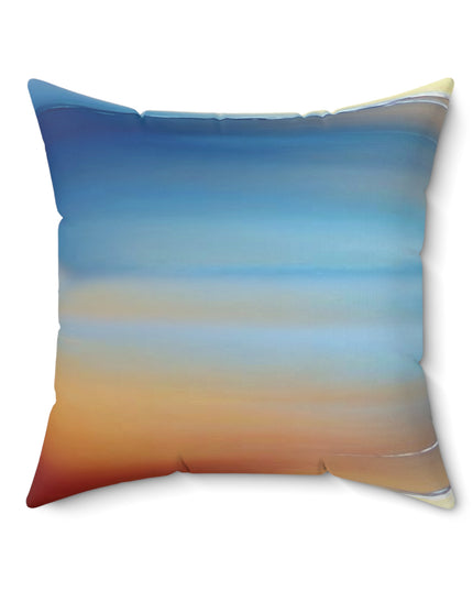 Blue Sea Red Orange Fog 20" x 20" Faux Suede Square Pillow