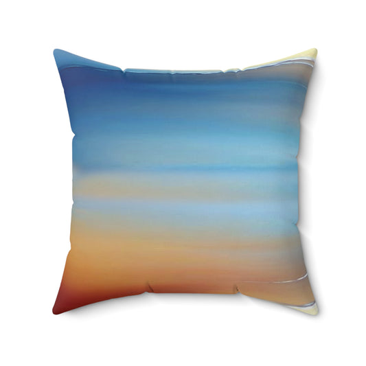 Blue Sea Red Orange Fog 20" x 20" Faux Suede Square Pillow