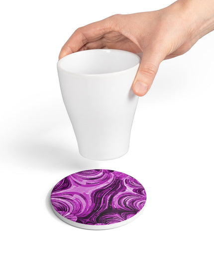 Uzi Spiral Powder Lavender 4" x 4" Round Ceramic Coaster