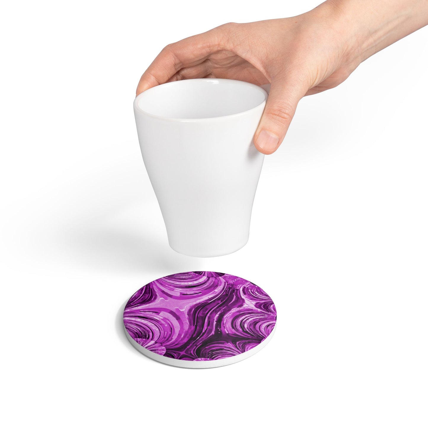 Uzi Spiral Powder Lavender 4" x 4" Round Ceramic Coaster