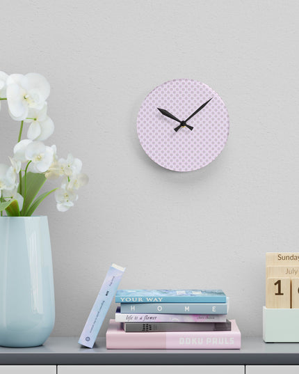 Pink Mornings Star-crossed Bodies Acrylic Round Wall Clock, 8" x 8"