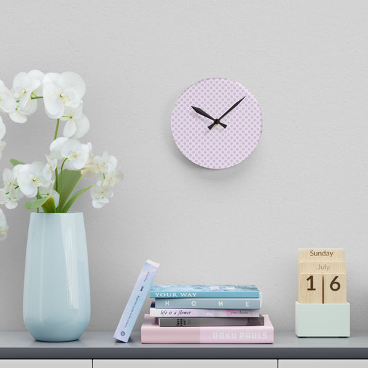 Pink Mornings Star-crossed Bodies Acrylic Round Wall Clock, 8" x 8"