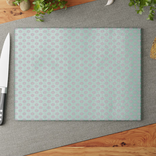 Pink Mornings Star-crossed Bodies Glass Cutting Board, 11" x 15"