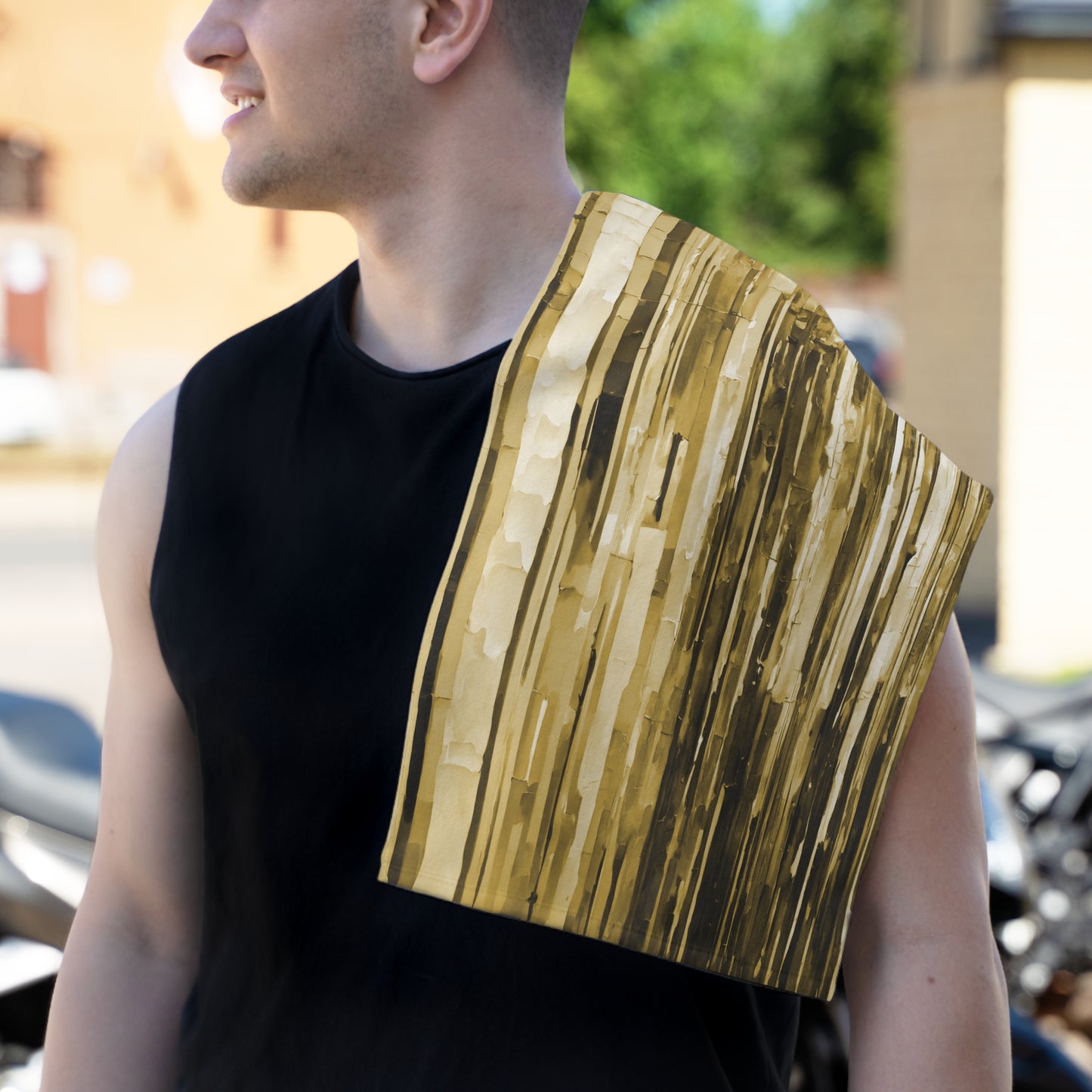 Striped Light Brown Rally Towel, 11" x 18"